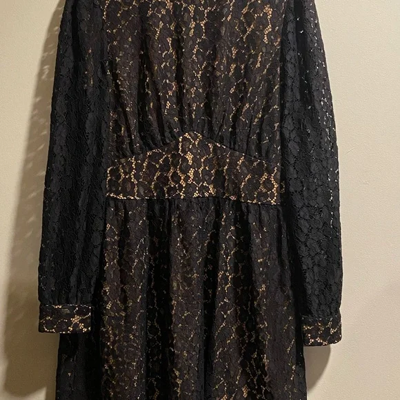 michael kors black and gold dress MICHAEL KORS Printed Gold Khaki Dress with Gold Chain – The Untitled  Boutique main image 0